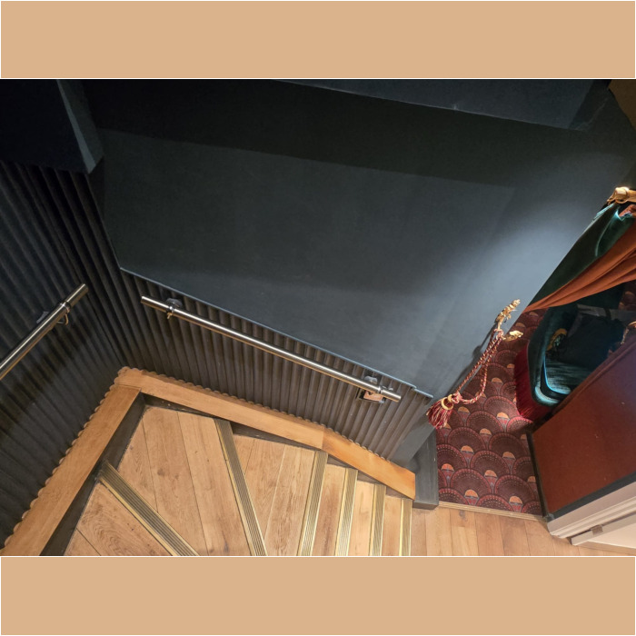 Photo credit: Karine Laudort Stairs inside the restaurant which lead to the bar, Zum Barbarbarossa