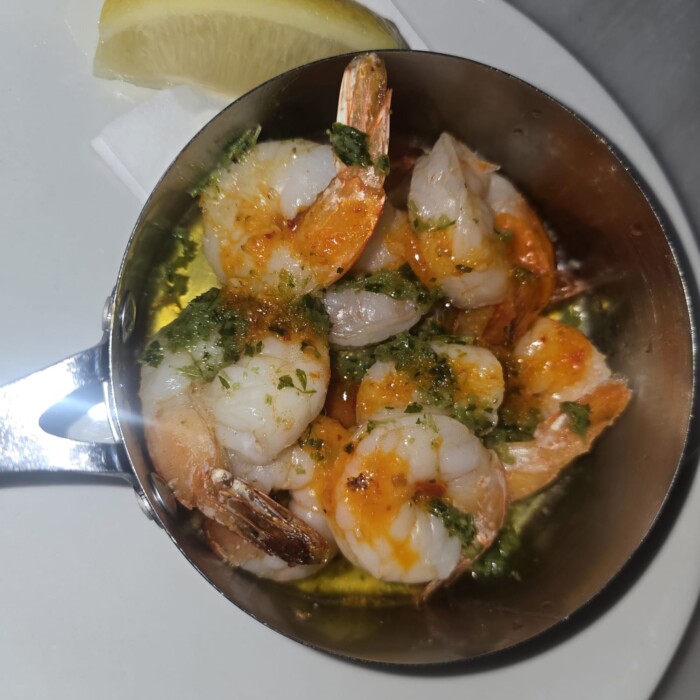 Photo credit: Karine Laudort Peeled king prawns in garlic butter